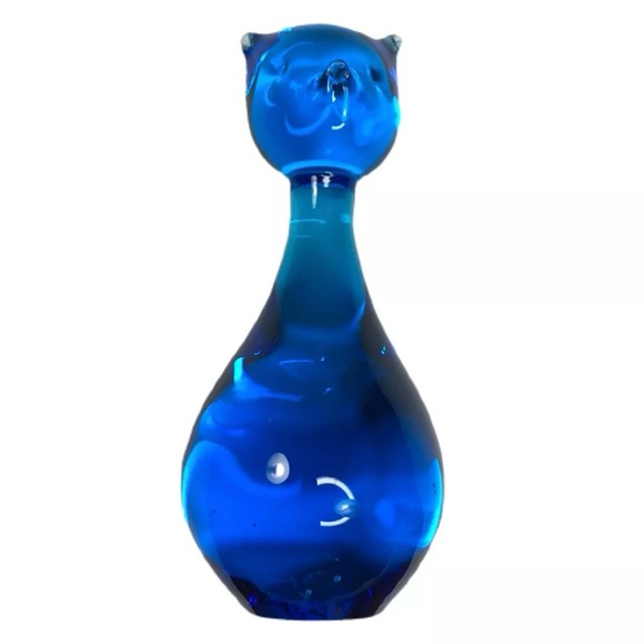 Vintage Blue Glass Cat Figurine - Picture 5 of 8
